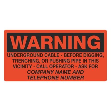 Warning Underground Cable - 6" x 12" Sign